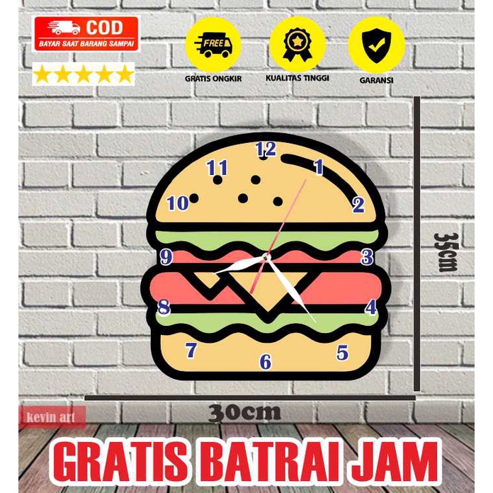 JAM DINDING KAYU UNIK KARAKTER ANAK GAMBAR BURGER ANIMASI KARTUN LUCU MINIMALIS MURAH TEMPEL TEMBOK CUSTOM BESAR ARTISTIK MODERN MEWAH DEKORASI DINDING HIASAN DINGDING KAMAR TIDUR ANAK TERLARIS