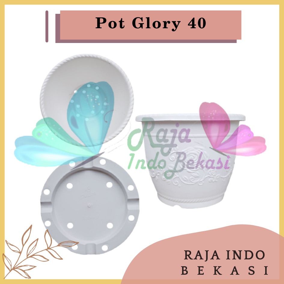 Rajaindobekasi Pot Bunga Glory Shallom 40 Putih Pot Tanaman Glory 35cm Pot 35 Plastik 35cm Glory Vas Bunga Putih Pot Tanaman Hias