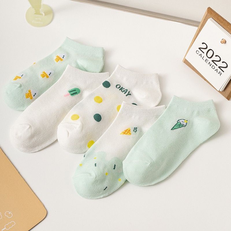 [COD] Kaos Kaki Import Motif Ice Cream Hijau Cute Kaos Kaki Fashion Wanita Ala Korea Kaos Kaki Pendek Semata Kaki