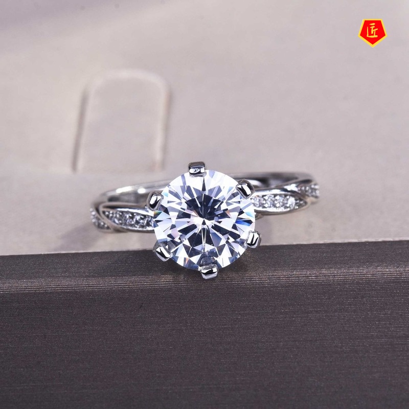 [Ready Stock]Simple Moissanite Ring Pt950 Fashion Special-Interest