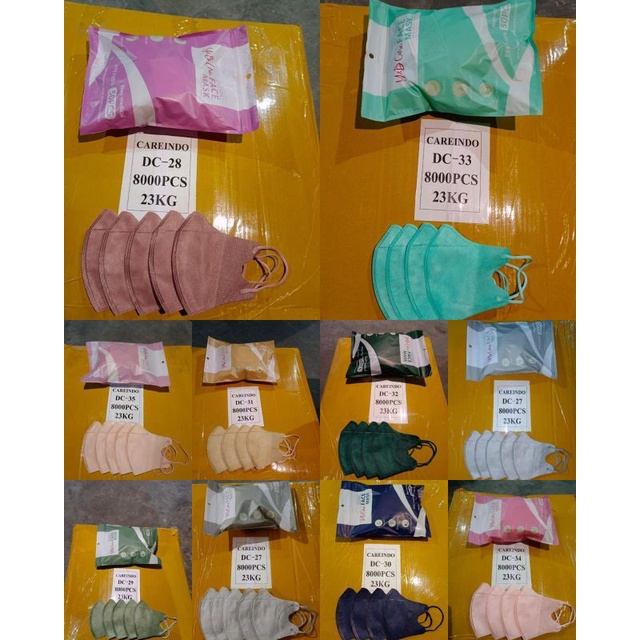 Ready isi 50 masker duckbill garis alkindo (box alkindo/face mask/ ynb) krem pink hijau dongker