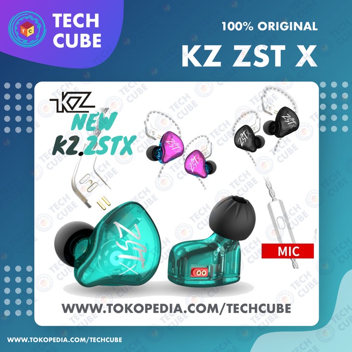 Kz Zst X Earphone With Mic In Ear Earphone Headset Hybrid 1Ba 1Dd Zstx - Purple