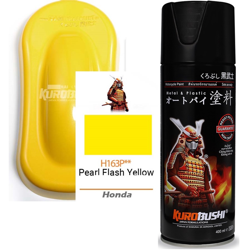 Cat Semprot Pilox Pilok Samurai Paint Kurobushi Honda Colours H163P** Pearl Flash Yellow / Kuning Lemon / Kuning Metalik (400ml)