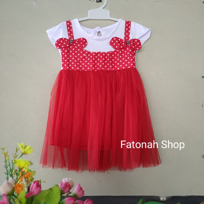 Dress anak 1 2 tahun baju anak cewek perempuan polka ( dress syantik polka )