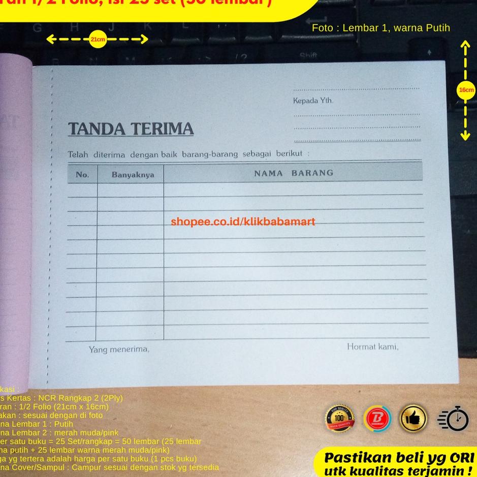 

[PRODUK GGRQ9] BUKTI TANDA TERIMA BARANG LANDSCAPE 1/2 FOLIO 2 RANGKAP 2 PLY PUTIH MERAH I07