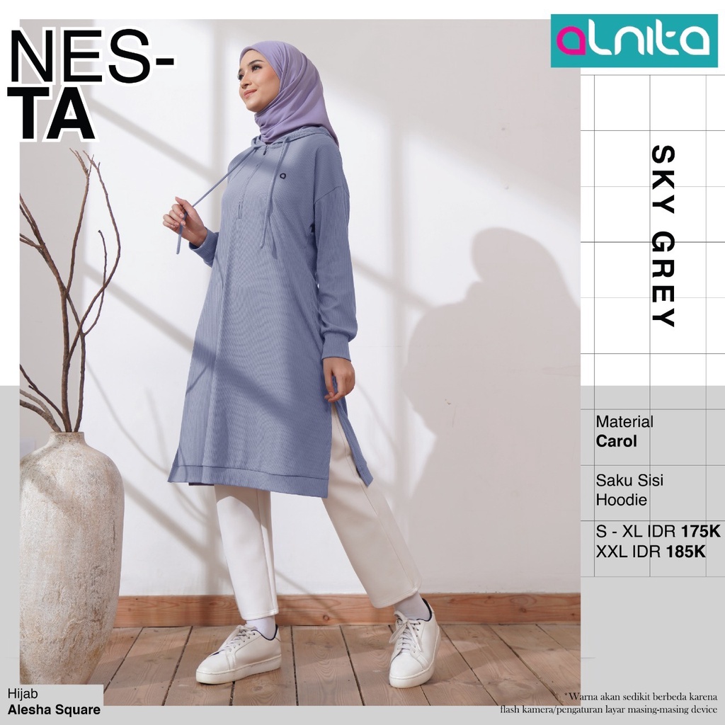 Alnita Tunik Nesta Atasan Trendy Bahan Carol Baju Olahraga Santai Simple OOTD