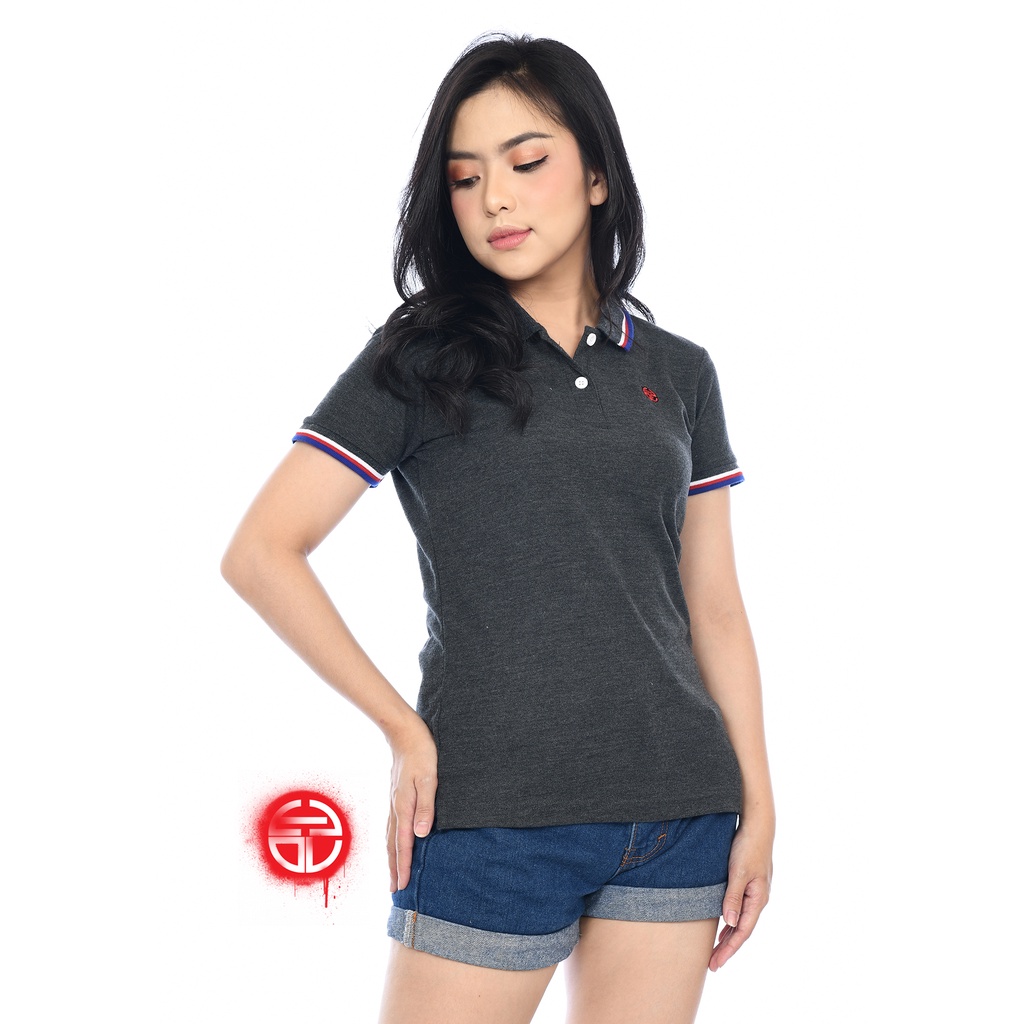 OVLE Kaos Polo Shirt Wanita | Kaos Cewek | Charcoal