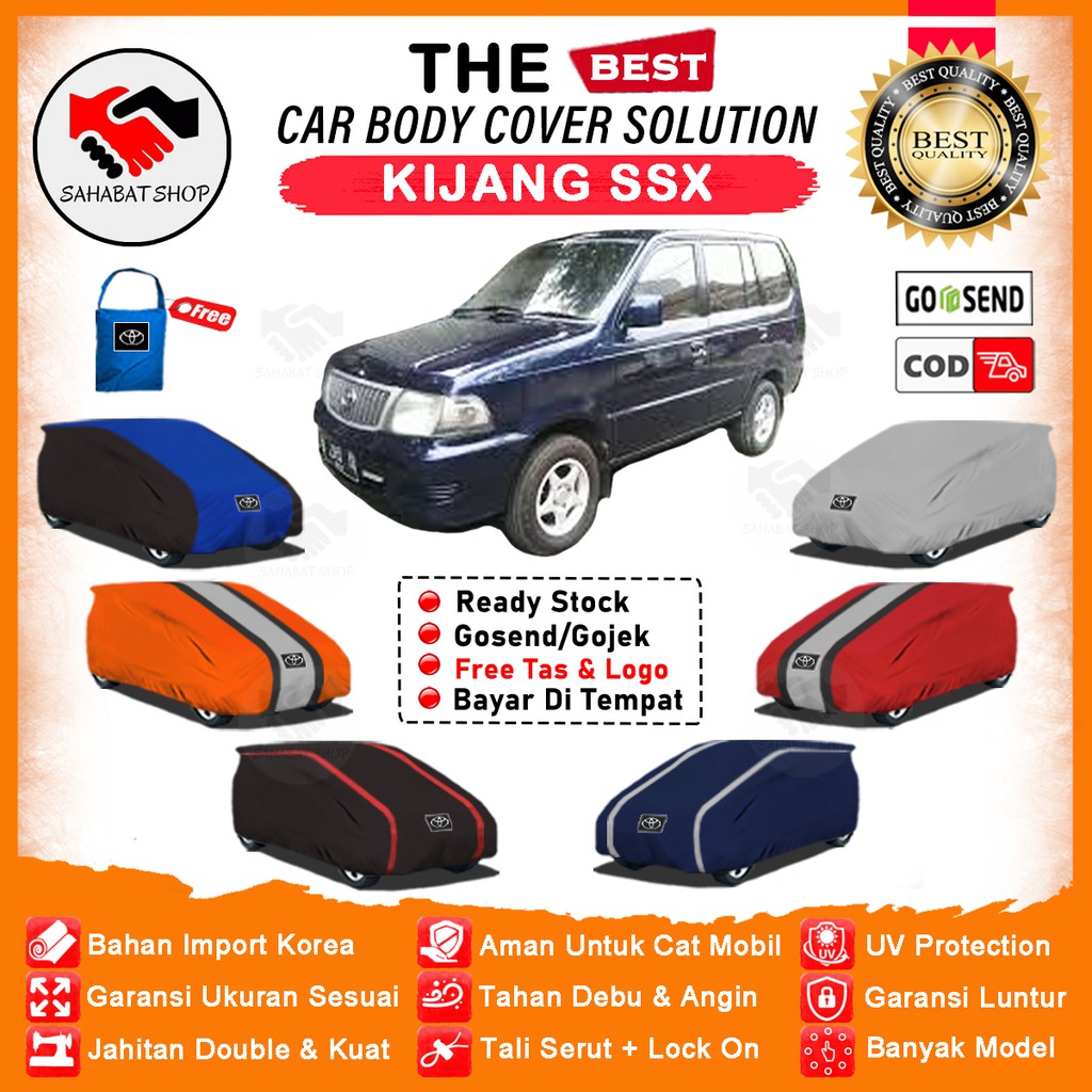 Sahabat Body Cover Mobil Kijang / Sarung Penutup Toyota Kijang SSX Outdoor / Tutup Mantel Selimut Kerudung Pelindung Kelambu Terpal Jas Mantol Kerodong Pembungkus Tutupan Bungkus Mobil Kijang Waterproof Anti Air Model Orange