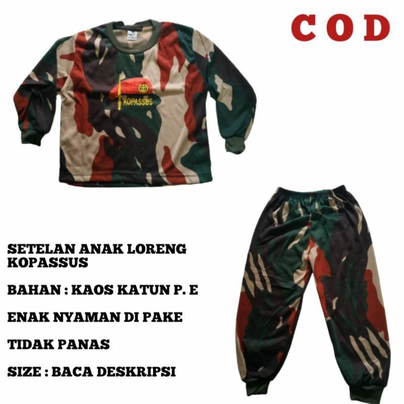 RPM SETELAN ANAK LORENG KOPASUS / KAOS ANAK
