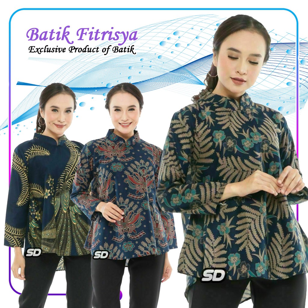 BLOUSE BATIK ATASAN WANITA MODERN BAHAN KATUN PREMIUM DENGAN MOTIF YANG BERVARIASI WARNA HIJAU