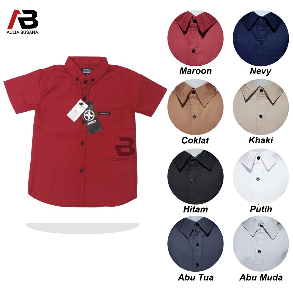 Baju Kemeja Anak Laki Laki Lengan Pendek Usia 1-8 Tahun Baju Anak Polos Pakaian Anak Laki Laki Atasan Kemeja Fashion Bayi &amp; Anak Hem Anak Cowok Casual Distro Import