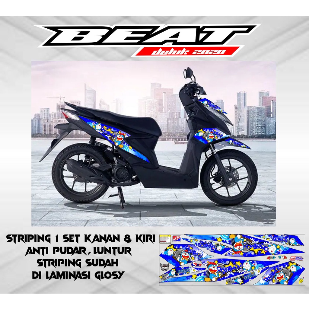 STRIPING STICKER VARIASI BEAT 2020 KARAKTER DORAEMON