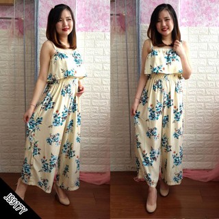 Baju casual jumpsuit kulot panjang motif bunga cantik Baju casual jumpsuit kulot panjang motif bunga cantik