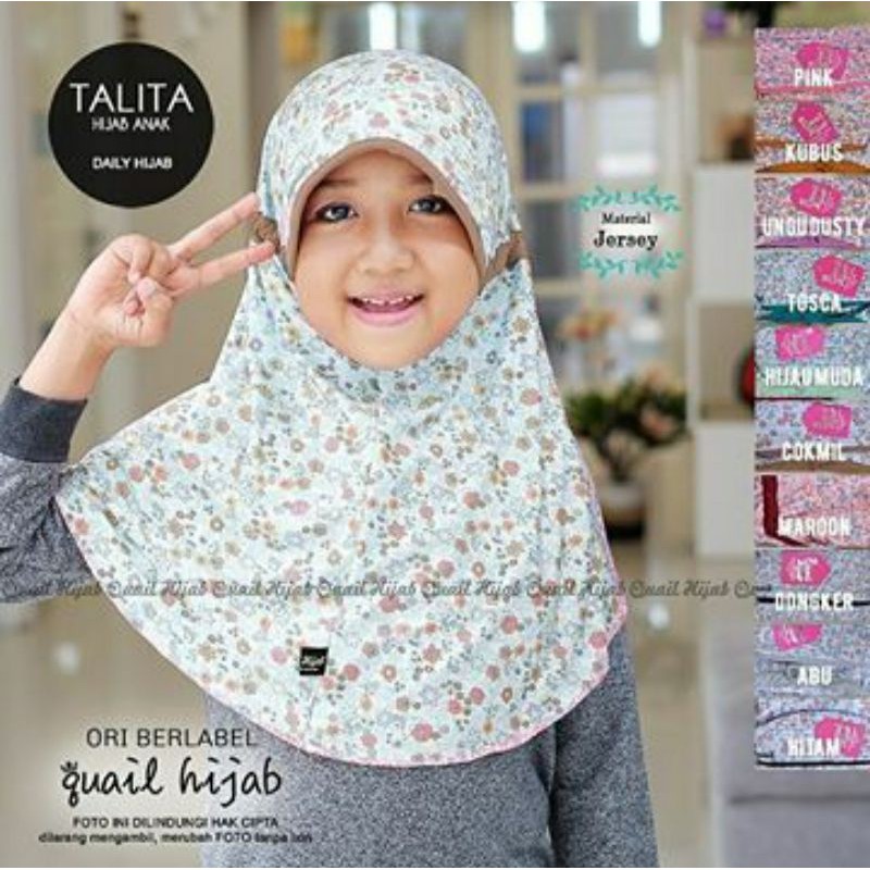 Talita Bergo Anak ORI Quail Hijab/Jilbab Anak Quail Hijab