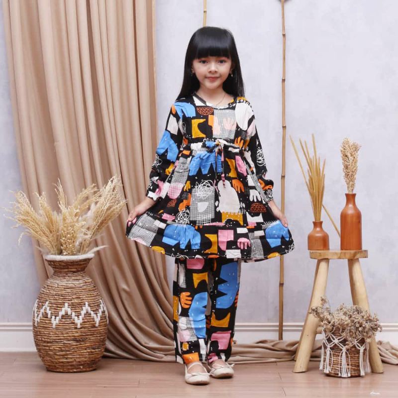 SETELAN ANAK MUSLIM 3-4th,  5-6th(SERUT) setelan anak perempuan setelan panjang cewek rayon lembut harian busana muslimah kekinian harian viral terbaru murah-6