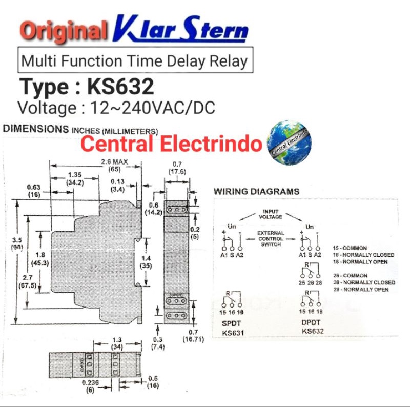 Timer Delay Relay Multi Fungsi KS632 AC/DC 12~240V KlarStern.