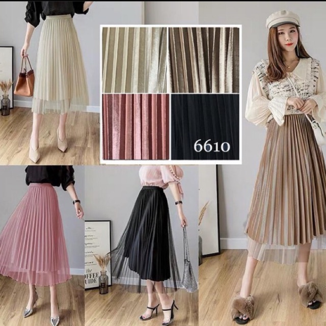 Rok plisket dengan kombinasi tile tutu