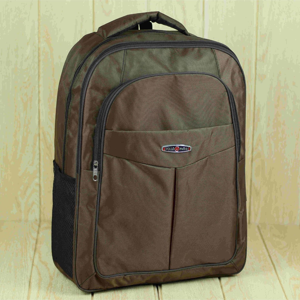 Ransel Gendong Pria Polo Besar Coklat Backpack Punggung Pria Keren Tas Sekolah Polo Berkualitas Awet Bonus Raincover Tas Kerja Dinas
