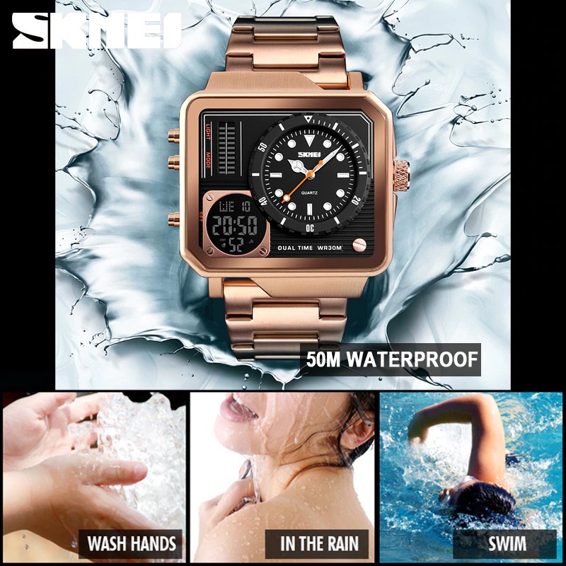 SKMEI 1392 Jam Tangan Pria Digital Analog Tali Stainless WATCHKITE WKOS