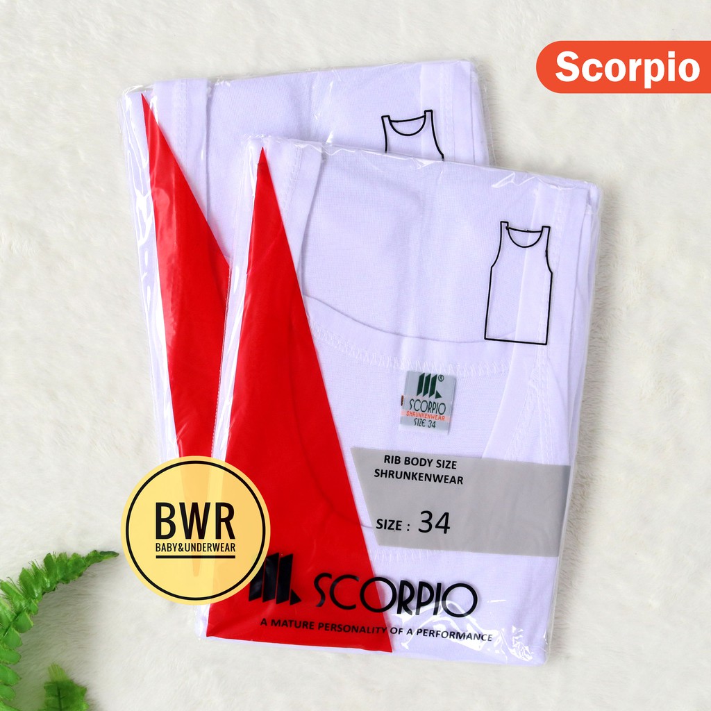 Singlet Scorpio MERAH | 34/36/38 Pakaian Kaos Dalam Pria Singlet Scorpion - Bwr