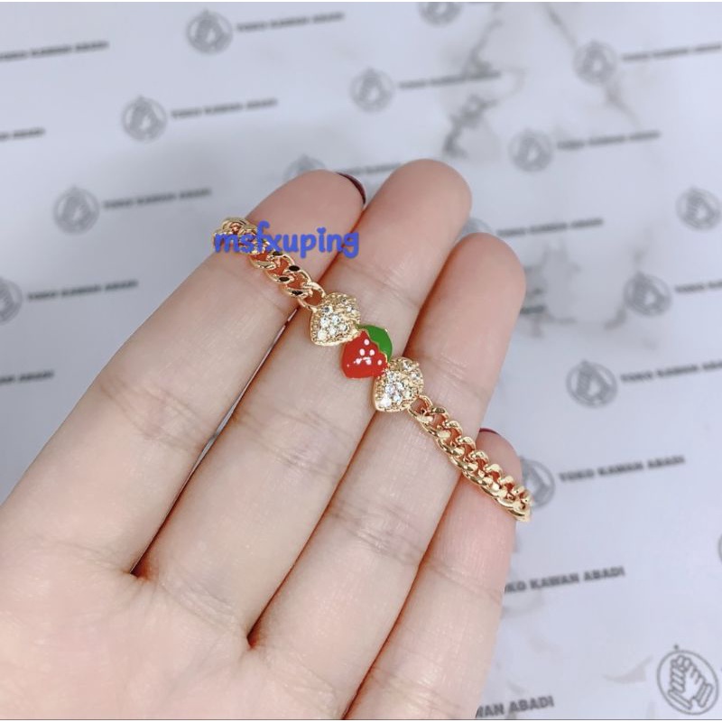 Gelang Tangan Xuping Gold Anak Perempuan Model Rantai Permata Strawberry *16