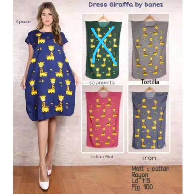 Daster Midi Motif Jerapah / Daster Midi Kartun