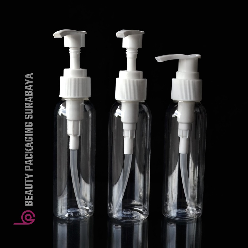 Botol Plastik PET 100ml BR Bening Tutup Pump Lotion
