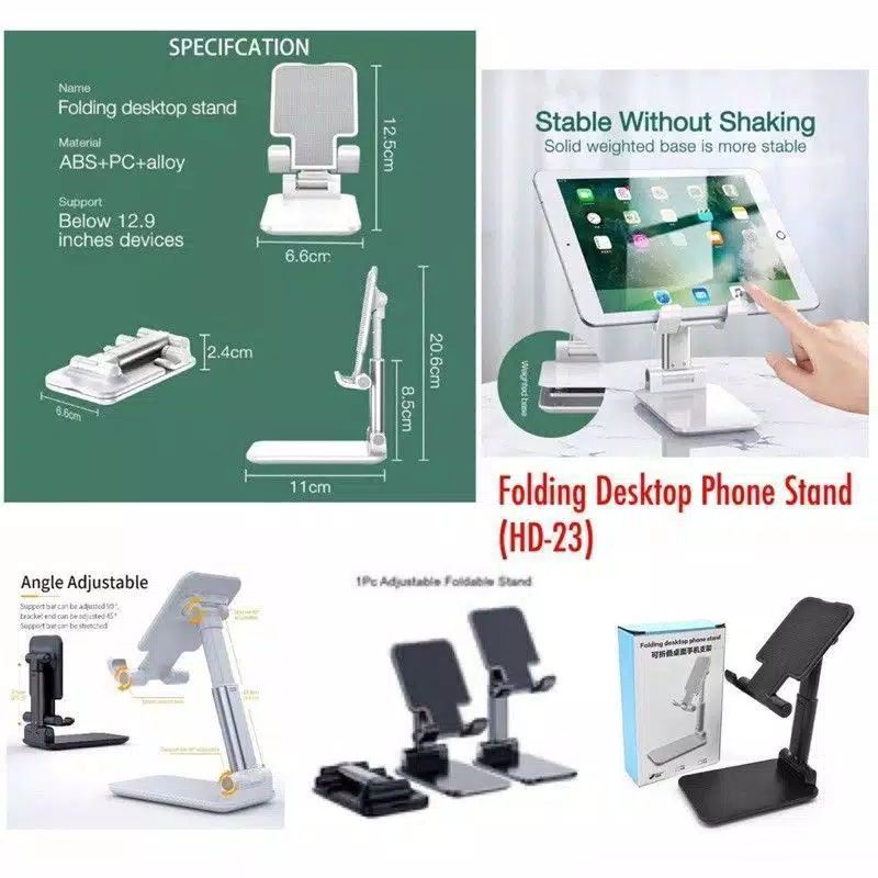 Folding Desktop HD-23 Phone Stand Holder Lipat Liftable Foldable Universal HP di Meja Support L305