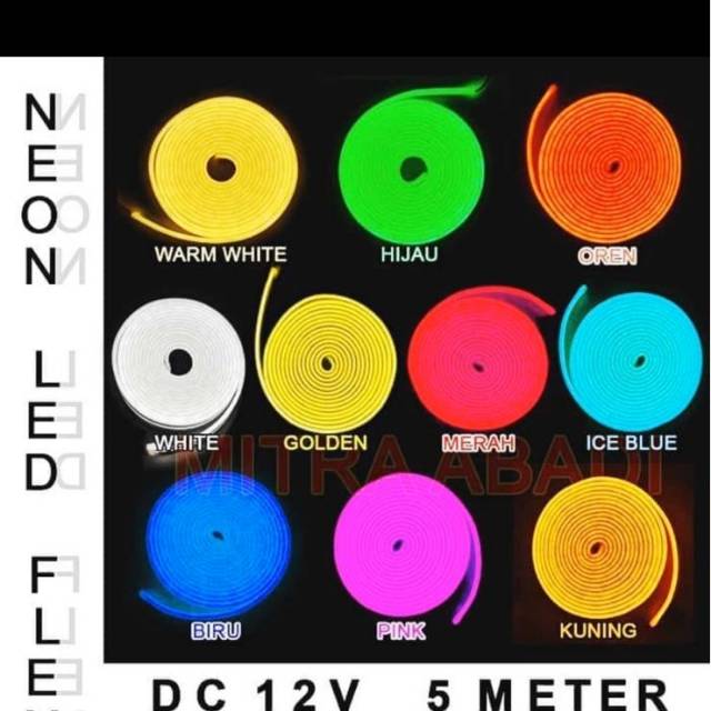 Led Strip Neon Flex Flexible 12V DC 5 Meter Neon Flex