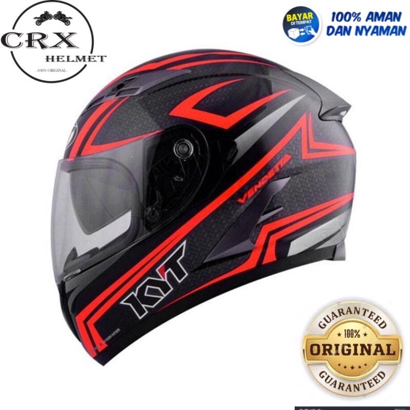 Jual Helm Kyt Falcon 2 Motif Carbon Red Fluo Black FullFace Original