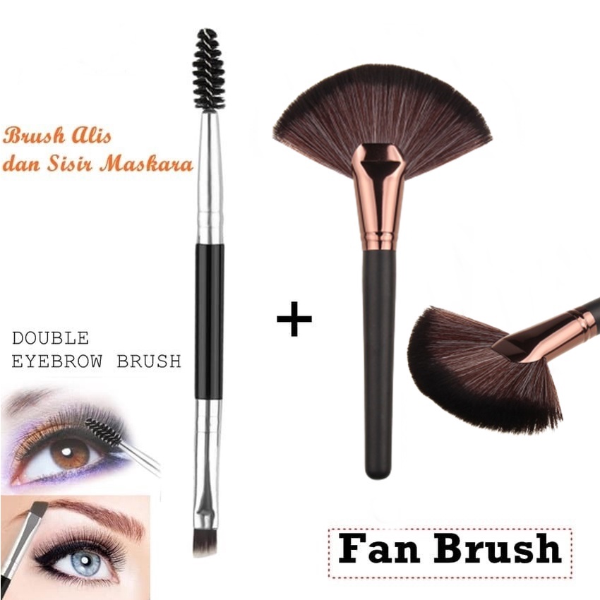 Kuas Fan Make Up Brush Blush On Foundation Wajah Bentuk Kipas F082 F061