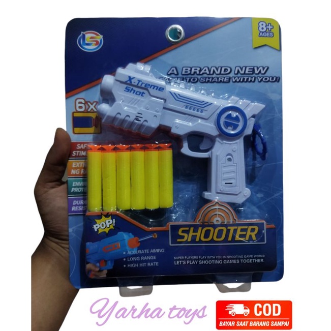 LG 6 mainan tembak tembakan busa x-treme soft bullet gun (mika) / mainan tembak nerf karet / tembak 