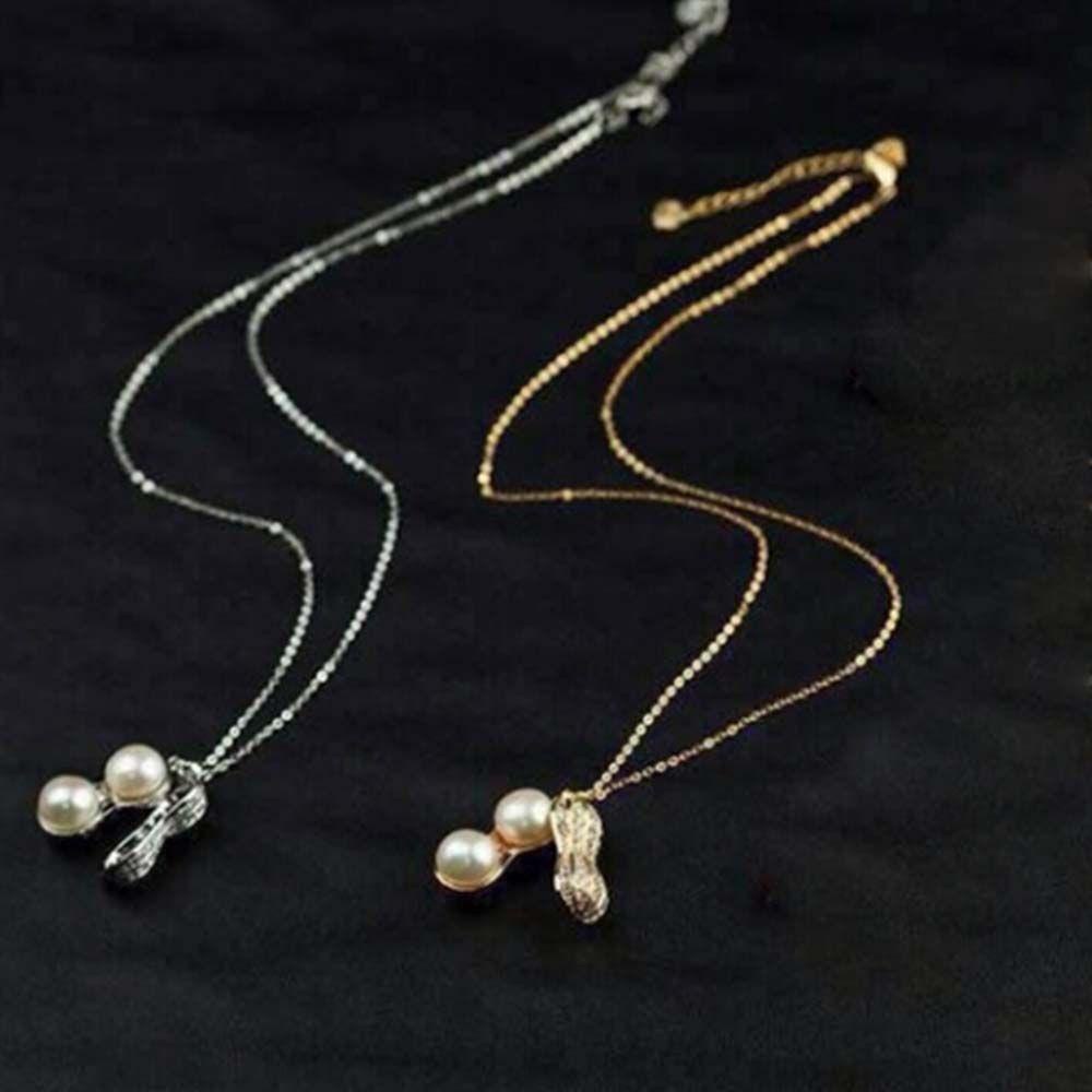 Needway Peanut Pearls Lady Girl Pearl Women Gift Necklaces Kalung Mengkilap Wanita Lucu