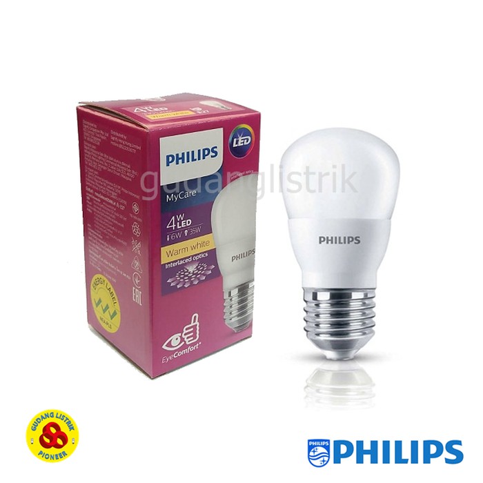 PHILIPS Lampu LED MyCare 4W Kuning Bohlam LED Bulb My Care 4 Watt WW