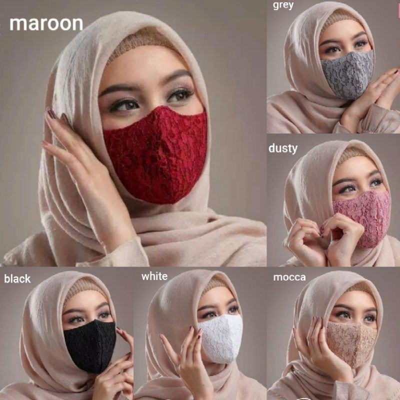 Aneka Pilihan Masker Brokat / Masker Brukar Ada Lapisan Furing