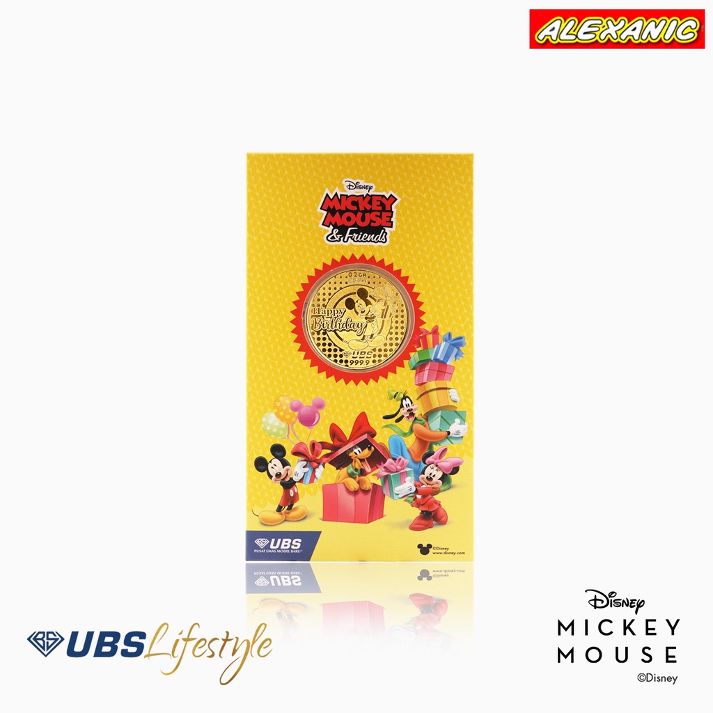 ALEXANIC Angpao EMAS UBS DISNEY Edisi Happy Birthday Ulang Tahun 0.2gr 24 karat Logam Mulia Fine Gol