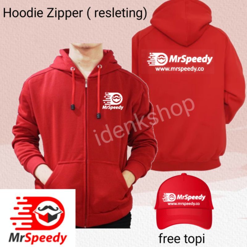 SWITER HOODIE ZIPPER PLEECE UNISEX MRSPEEDY FREE TOPI SIMPLE KEREN