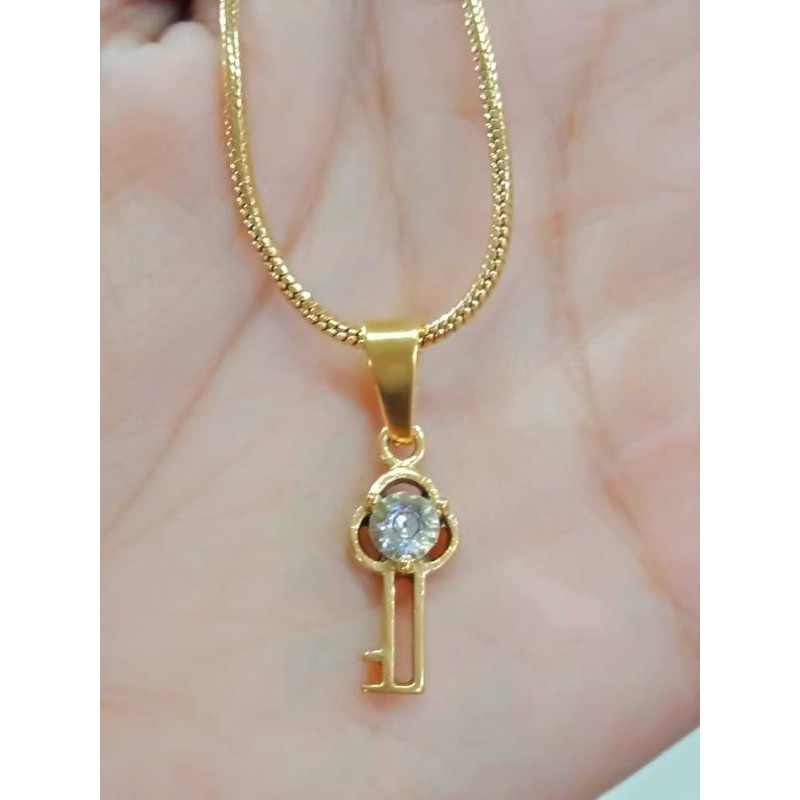 kalung Titanium kunci Titanium antikarat emas titanium kalung liontin kunci