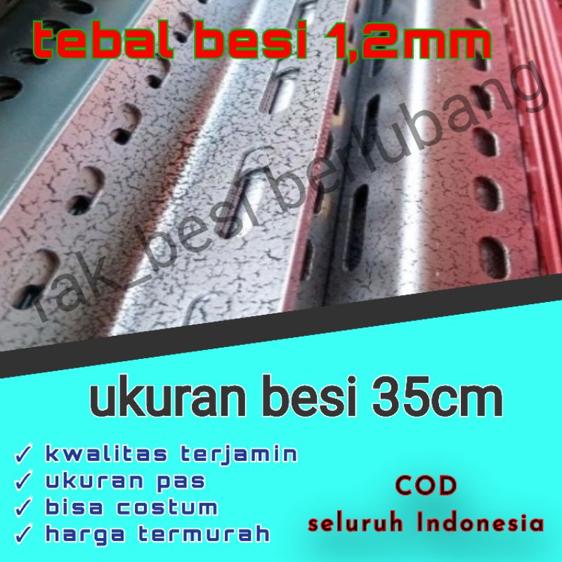 besi siku lubang ukuran 35cm tebal 1,2mm buat rak siku lubang serbaguna