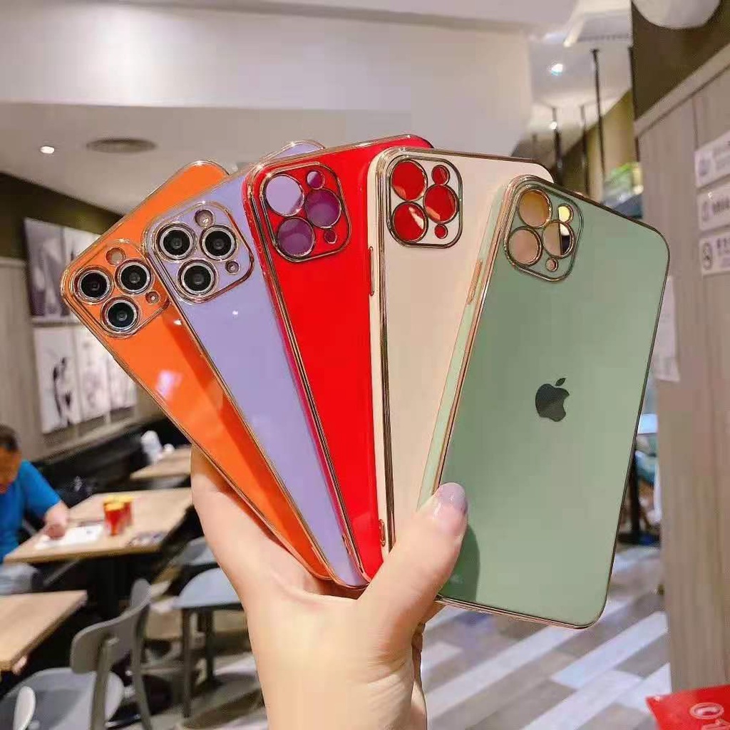 IPHONE Case Pelindung Lensa 12pro 12promax 12mini 8plus 7 Xr Xs X 11 Pro Max I6 6s Bahan Silikon Electroplating