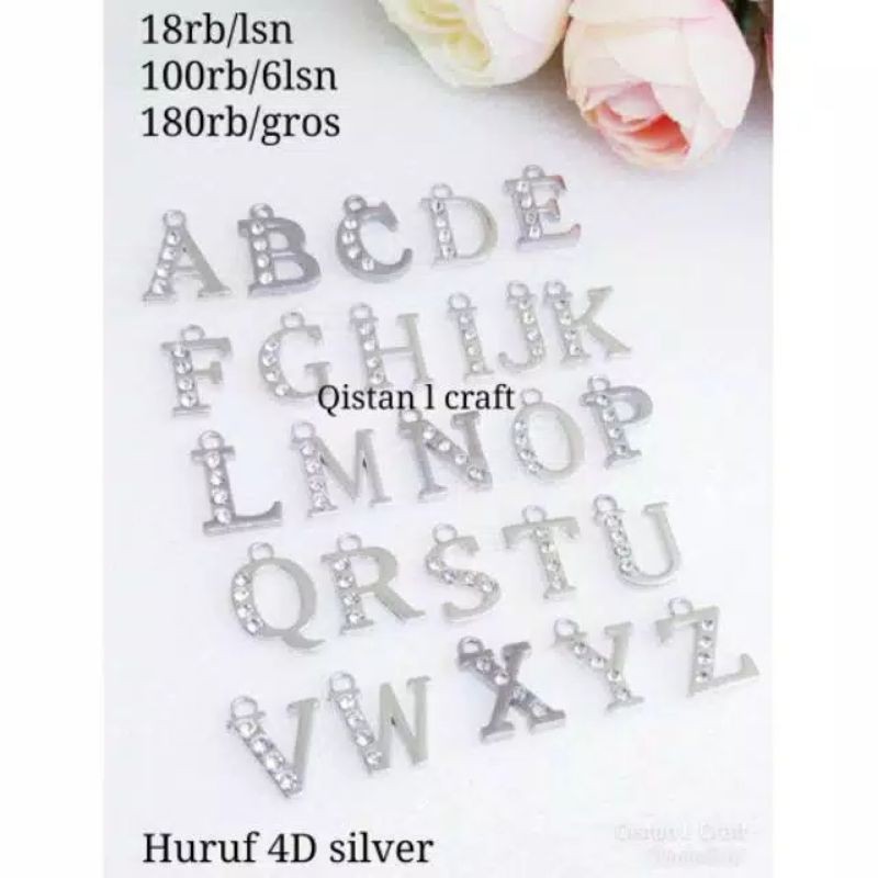 Huruf rodium gold dan silver