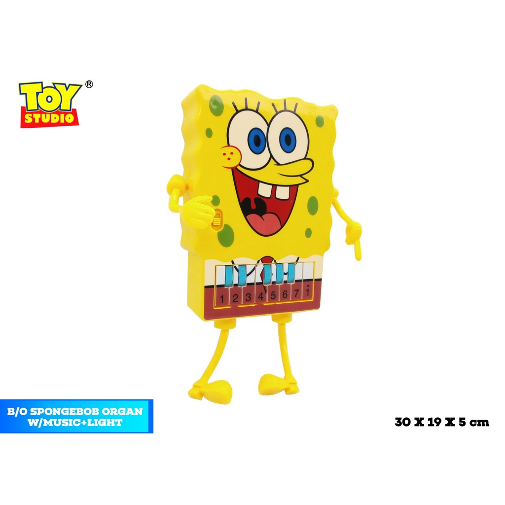 Toy Studio Mainan anak Orgen Musik Bentuk Sponbob + Musik/lampu