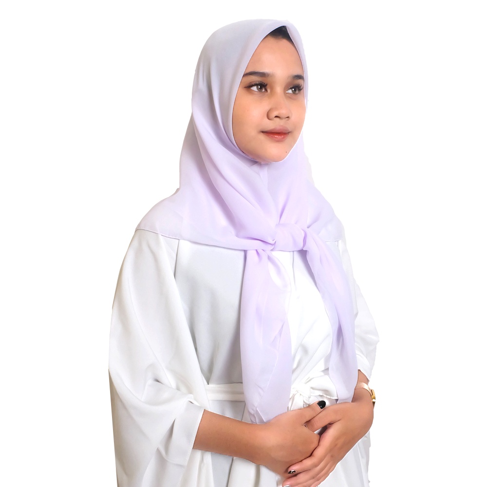Maula Hijab - Kerudung Segi Empat Bella Square Jilbab Segiempat Paris Polos Premium-Putih