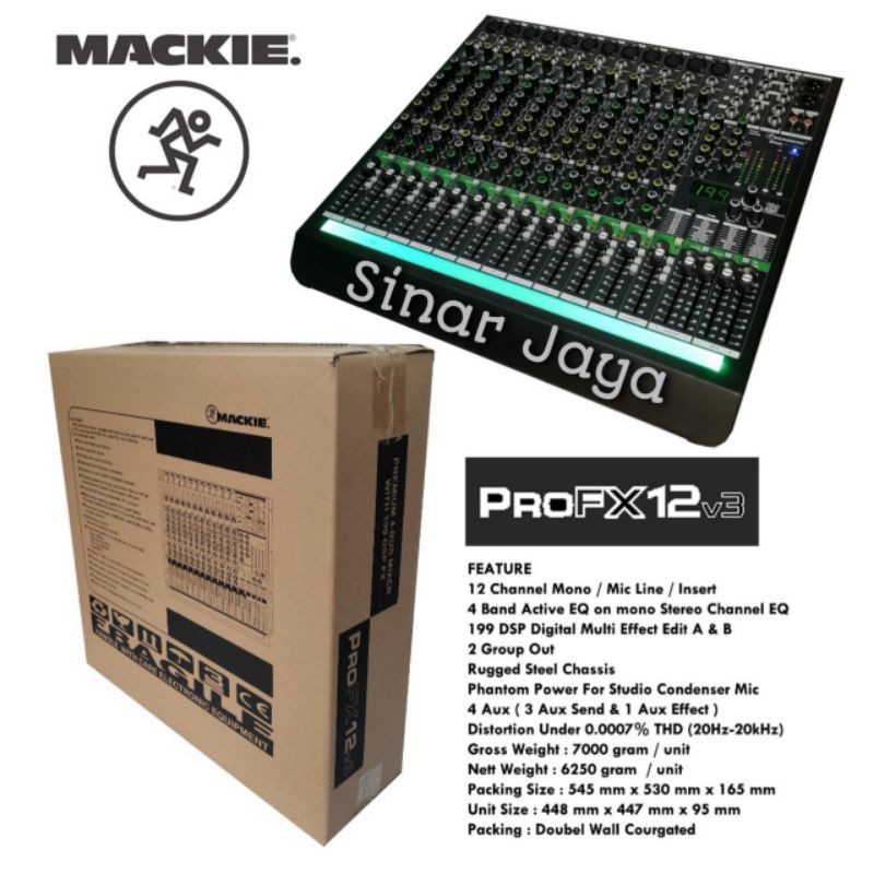 AUDIO MIXER 12 CHANNEL MACKIE PRO FX12v3