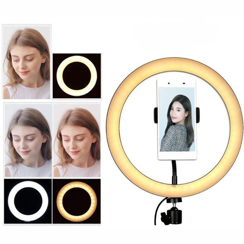 [PROMO] TERBARU !!Ring Light Curve LED Selfie 120 LED 10 Inch with Smartphone Holder + Tripod 2 M