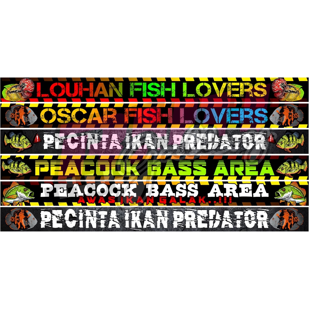 Stiker hiasan aquarium peacok bass pbass area predator fish louhan lovers oscar pecinta ikan predator awas ikan galak premium quality