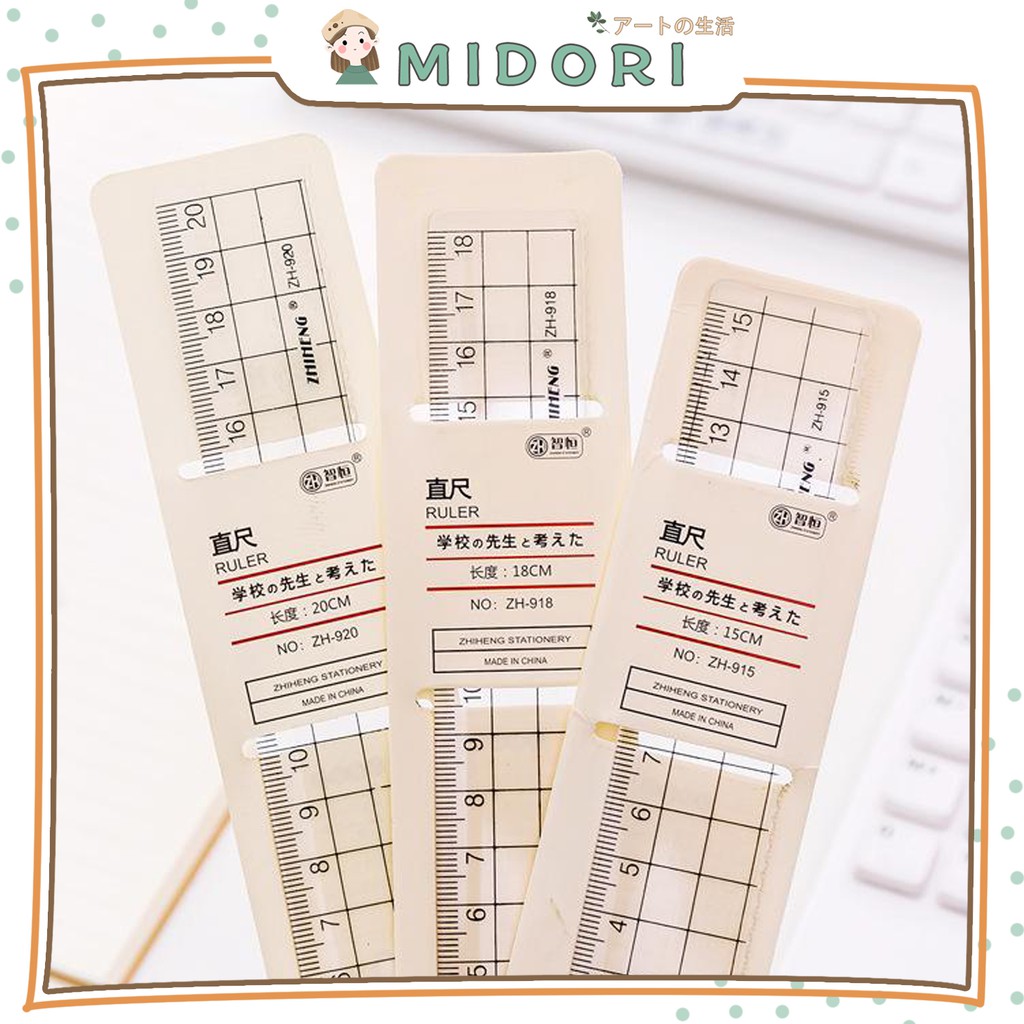 

[MIDORI] 15CM Penggaris TRANSPARAN GRID Ruler Lucu - F0082