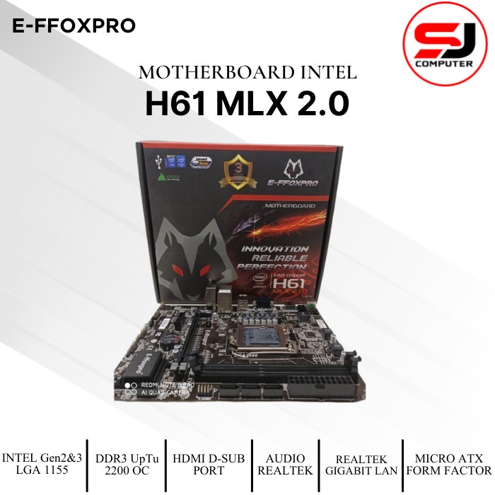 MOTHERBOARD EFFOXPRO H61 SOCKET 1155