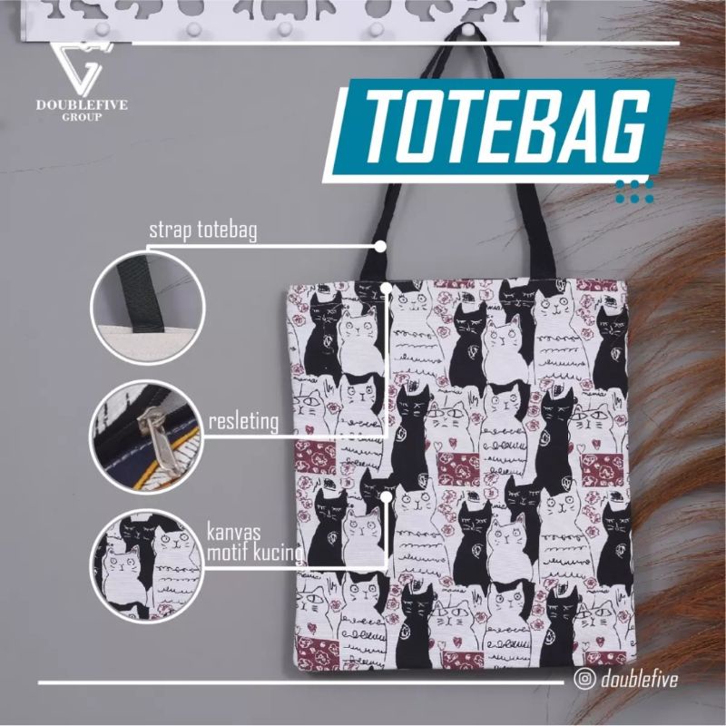 Tote Bag Motif Bahan Kanvas Tebal