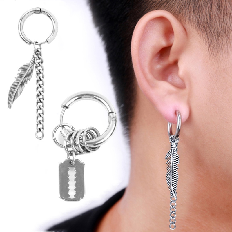 [Harga Grosir]1 Pasang Anting Stud Liontin Salib Bulat Gaya Hip Hop/Hot Sale